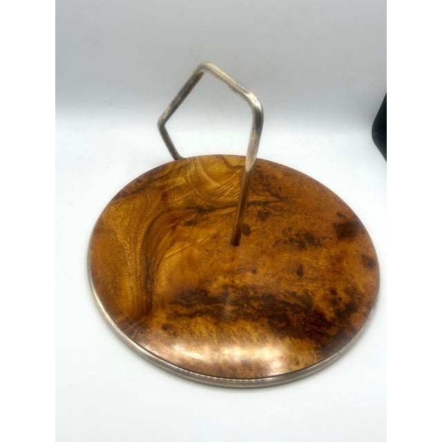 Mid-Century Italian Silverplate and Faux-Bois Serving Tray, For Sale - Image 13 of 15