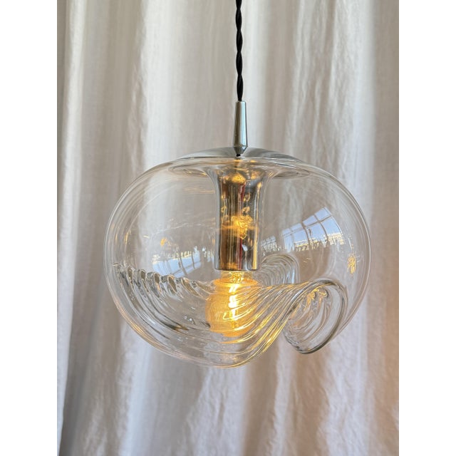 Space Age Glass Futura Biomorphic Pendant Light by Koch & Lowy for Peill & Putzler, Germany, 1970s For Sale - Image 13 of 15