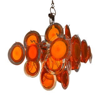 Chandelier with Orange Glass Discs by Vistosi For Sale
