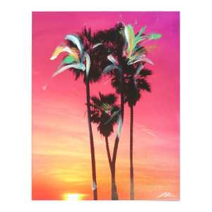 Palms 2 Sunset - Vibrant Pink and Orange Landscape Painting Original Artwork by Pete Kasprzak