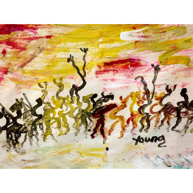 Purvis Young (American, 1943–2010) “Warriors Beneath a Burning Sky” For Sale - Image 16 of 18