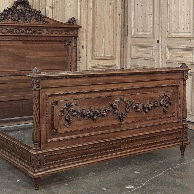 Late 19th Century 19th Century French Louis XVI Walnut Bed For Sale - Image 5 of 18