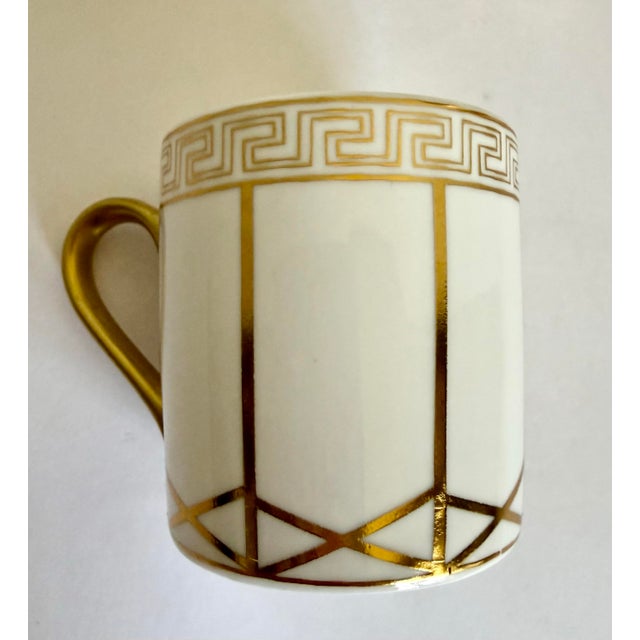 Mid 20th Century Vintage Gilt Porcelain Greek Key Demitasse Espresso Cups, Set of 7 For Sale - Image 5 of 7