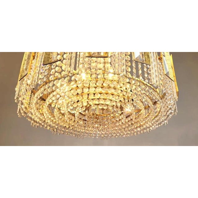 Glass Chandelier in Gilded Brass and Glass Garlands For Sale - Image 7 of 8