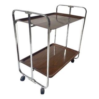 Mid-Century Chrome Folding Serving Trolley, Germany, 1950s For Sale