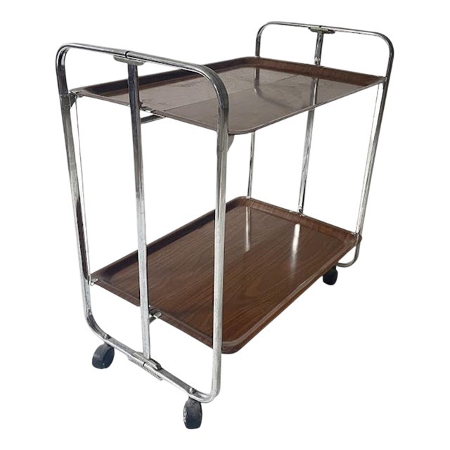 Mid-Century Chrome Folding Serving Trolley, Germany, 1950s For Sale