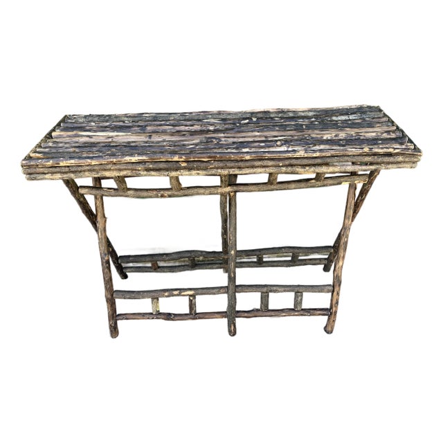 Early 20th Century Rustic Adirondack Twig Console Table For Sale
