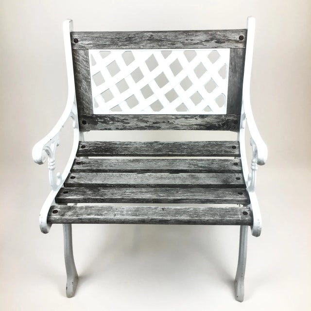 Weathered wood and white cast iron makes this bench cool and stylish. The perfect size for fitting in anywhere you need an...