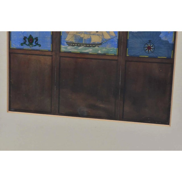 1940s Watercolour Drawing of a Three Fold Screen Nautical Map by Kenneth Stevens Macintire For Sale - Image 5 of 9