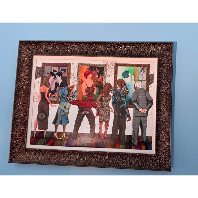 Wood Contemporary Glynn Marcus “Spectators at the Tarkay Exhibit” Giclee on Canvas With Hand Embellishment and Bas Relief Signed and Numbered For Sale - Image 7 of 13
