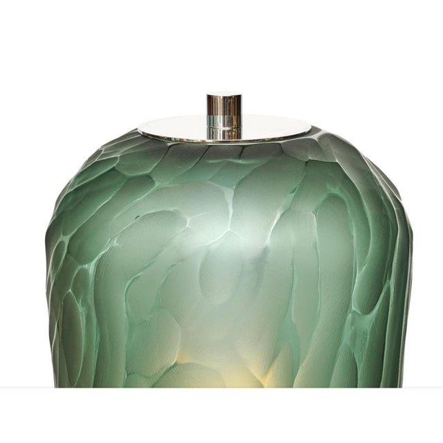 Mid-Century Modern Murano Glass Style Totem Floor Lamp, Chrome For Sale - Image 3 of 8