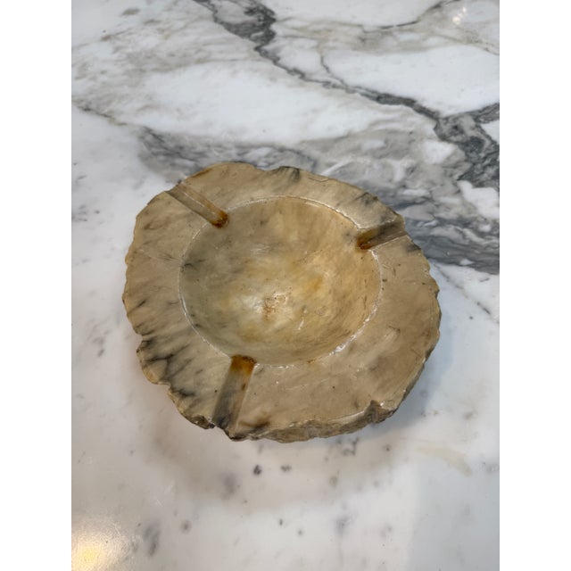 1970s Rustic Hand-Carved Marble Ashtray With Natural Raw Edge For Sale - Image 5 of 7