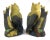 1950s Yellow Painted Mid Century Clay Owls - a Pair For Sale - Image 4 of 12