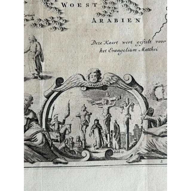 Anctique Map of Israel with Biblical Scenes by Jagen, 1748 For Sale - Image 4 of 10