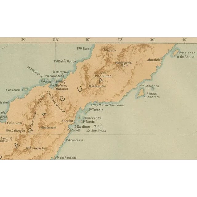 Map of Southern Palawan and the Balabac Islands Observatory of Manila, 1899 For Sale - Image 6 of 9