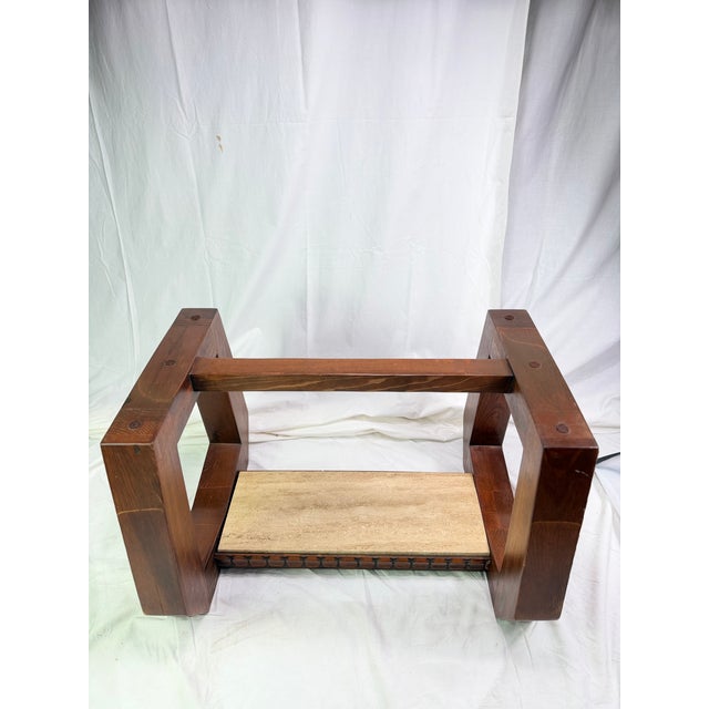 1970s Mexican Brutalist Carved Wood End Table Bases – Pair For Sale - Image 4 of 5