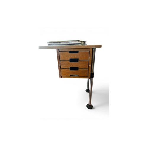 Wood Vintage Modern Desk in Wood and Chromed Metal, 1970s For Sale - Image 7 of 9