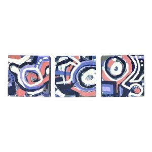 Set of 3 Modern Original Abstract Square Paintings