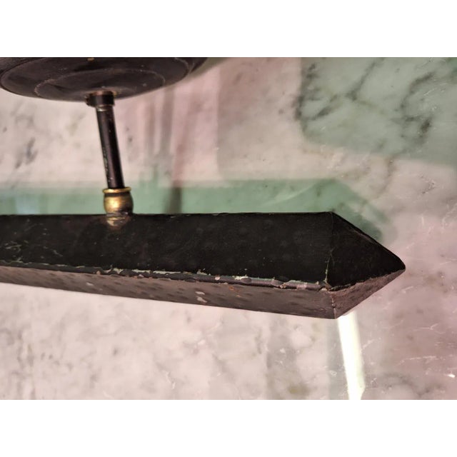 Wall Lights in Black Lacquered Iron and Brass with Etched Sphere, 1960s, Set of 2 For Sale - Image 6 of 8