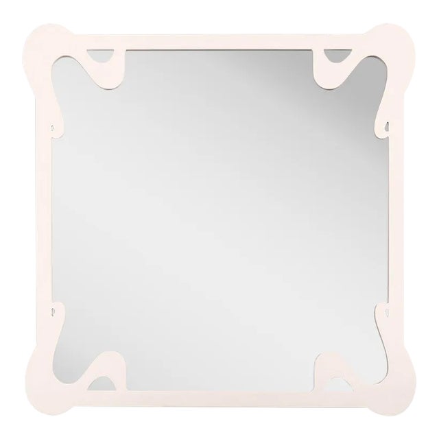 Fleur Home Carnival St. Roch Square Mirror in Frosted Petal, 24x24 For Sale