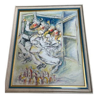 1960s Original Zamy Steynovitz Expressionist Klezmer Musicians Oil Painting, Framed For Sale