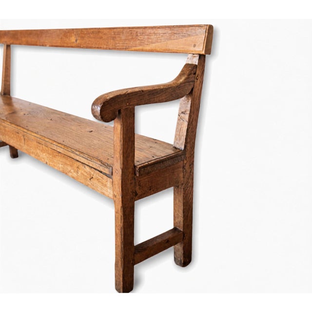 19th Century French Oak Open Arm Bench For Sale - Image 4 of 9
