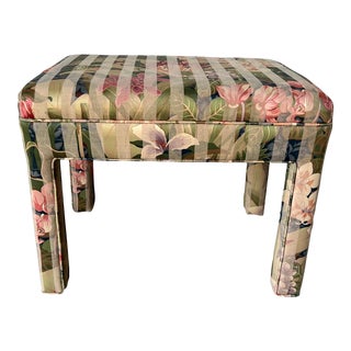 Hollywood Regency Parsons - Style Upholstered Ottoman For Sale