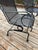 Mid-Century Modern Vintage Woodard Style Black Wrought Iron Mesh High-Back Coil Spring Patio Chairs - A Pair For Sale - Image 3 of 4