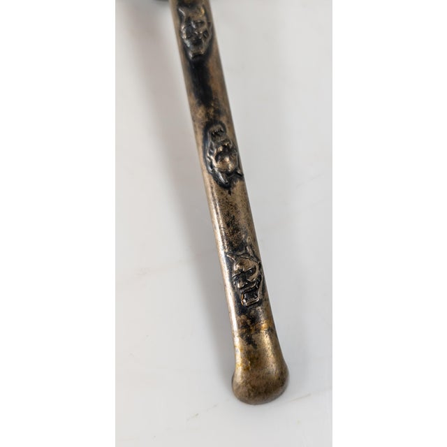 19th Century Japanese Meiji Silver Yatate Writing Set With Oni Masks For Sale - Image 10 of 14
