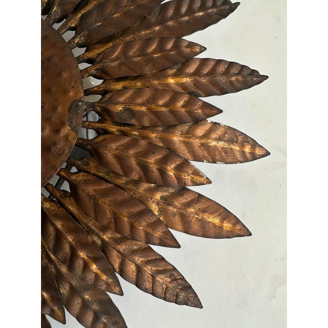 Vintage Spanish Sunburst Metal Wall Lamps, 1950s-1960s, Set of 2 For Sale - Image 10 of 12