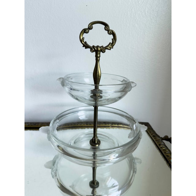Vintage Hollywood Regency Walther Glas Two Tier Crystal Glass Tidbit Server, Circa 1960s For Sale - Image 4 of 10