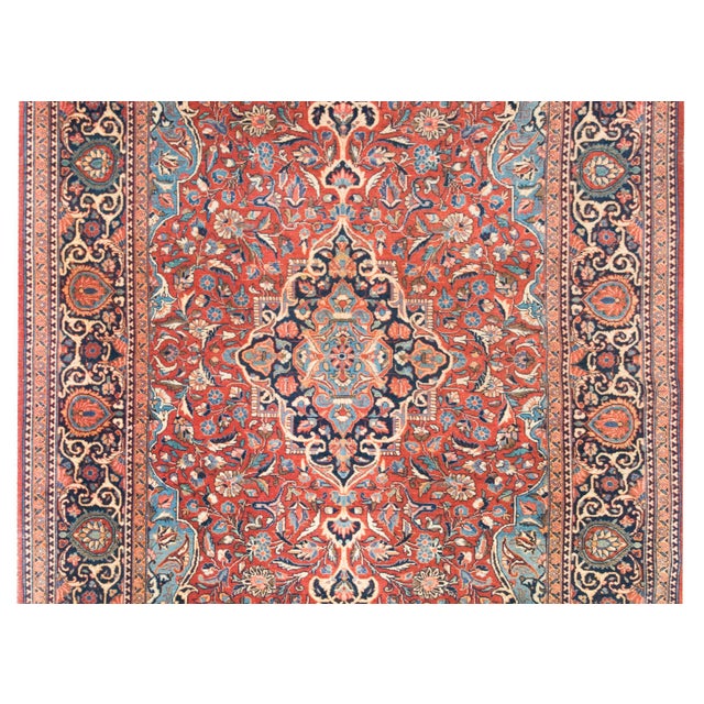 Red Early 20th Century Persian Kashan Rug For Sale - Image 8 of 16