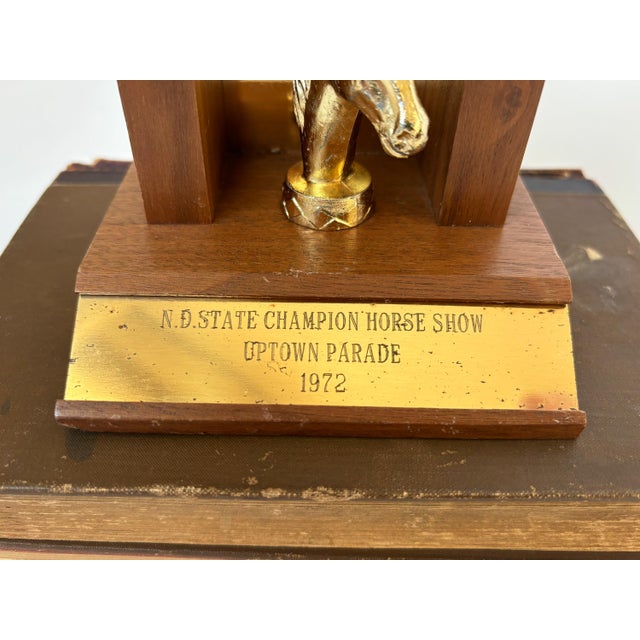 Wood 1972 Vintage Equestrian Horse Show Trophy For Sale - Image 7 of 8