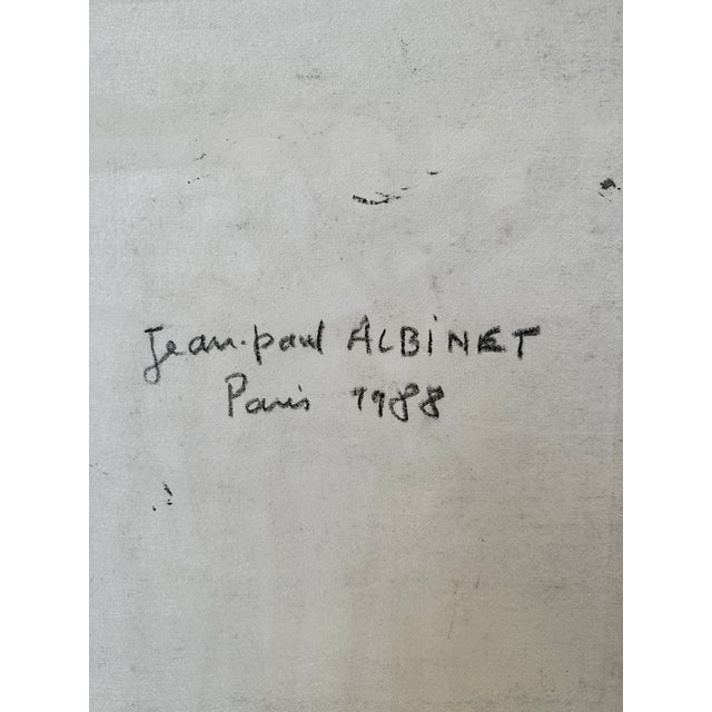 White 1980s Abstract Figurative Modern Albinet, Jean Paul "A0061302562" Acrylic Painting on Canvas For Sale - Image 8 of 8