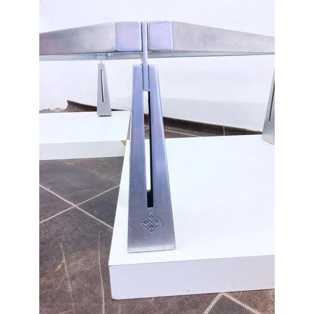 Silver Brutalist Coffee Table in Aluminum Glass by Peter Ghyczy, 1970s For Sale - Image 8 of 13