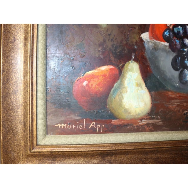 Wood Original Muriel App Still Life Fruit Oil Painting on Board Realism Expressionism For Sale - Image 7 of 10