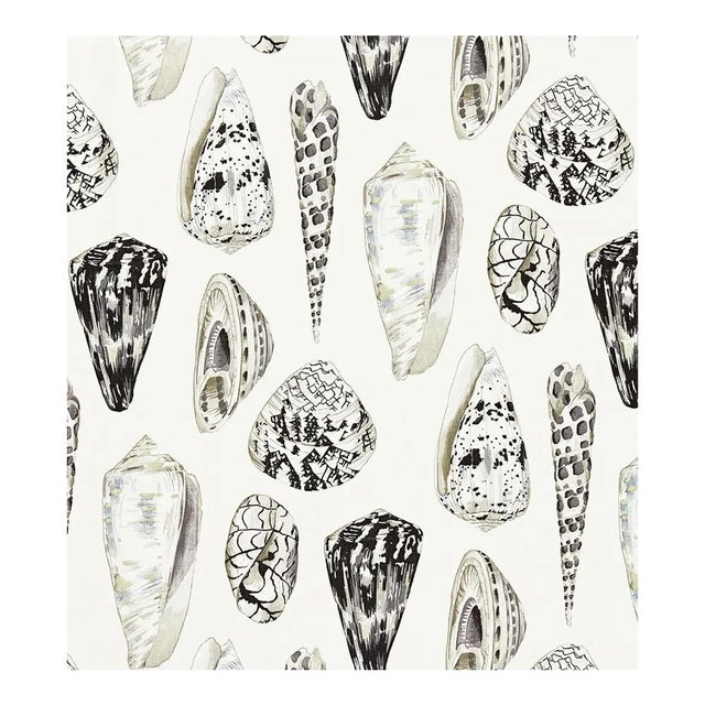 Sample - The House of Scalamandré Coquina Linen Print Fabric, Graphite For Sale