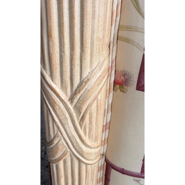 Vintage King-Size Chinoiserie Silk Upholstered Headboard With Carved Frame For Sale - Image 11 of 16