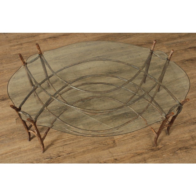 Late 20th Century Glass Top Faux Bois Coffee Table For Sale In Philadelphia - Image 6 of 12