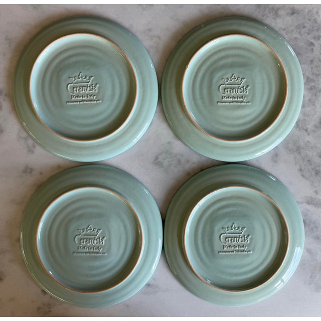 Set of 4 Italian Ceramisia Dinner Plates For Sale In Austin - Image 6 of 7