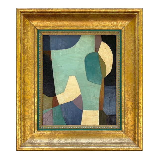 Contemporary Bold Color-Block Painting in Vintage Frame For Sale