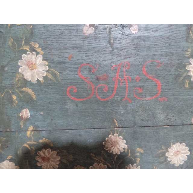 Swedish 100% Original Painted Trunk Front Dated 1814 For Sale - Image 4 of 10