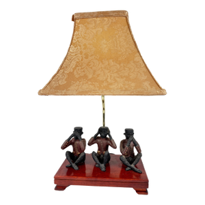 Vintage Wise Monkeys Table Lamp. See, Hear, Speak No Evil.