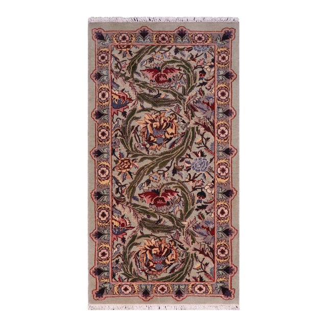 Shabby Chic 1990's Pak-Persian Green/Green Wool Rug - 2'0'' X 3'11'' For Sale