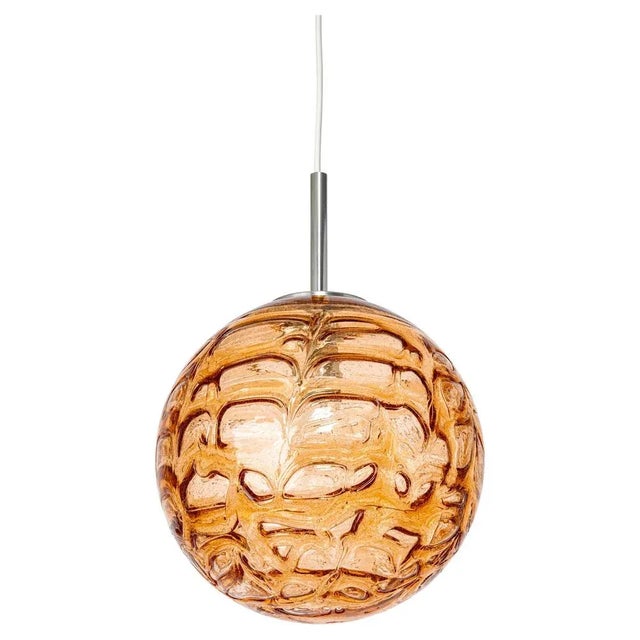 German Pink Murano Ball Pendant Light from Doria, 1970s For Sale - Image 10 of 10