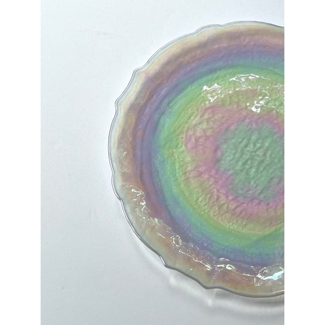 Iridescent glass decorative plate adds charm to any tabletop. Fortessa Glass Hand-wash