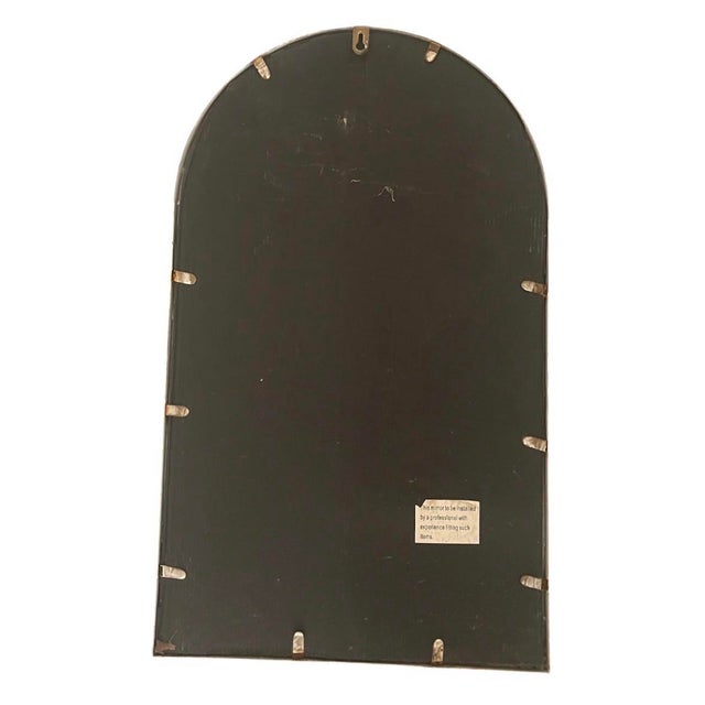 Pair of Vintage Architectural Arched Iron Windowpane Mirrors in Whitewashed Gray For Sale - Image 4 of 12