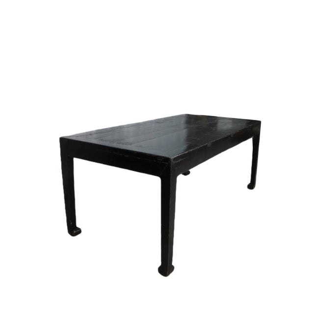 35" Tall Antique Black Lacquer Table For Sale - Image 4 of 12