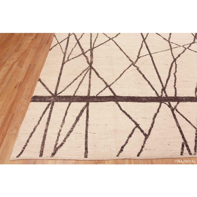 Modern Contemporary Ivory Color Geometric Design Room Size Area Rug For Sale - Image 4 of 6