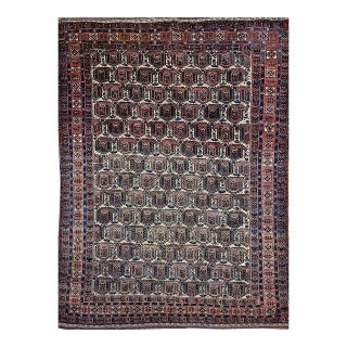 Antique Persian Afshar Tribal Rug, Hand-Knotted Wool, Allover Paisley Pattern, Ivory & Red, 5x7 For Sale